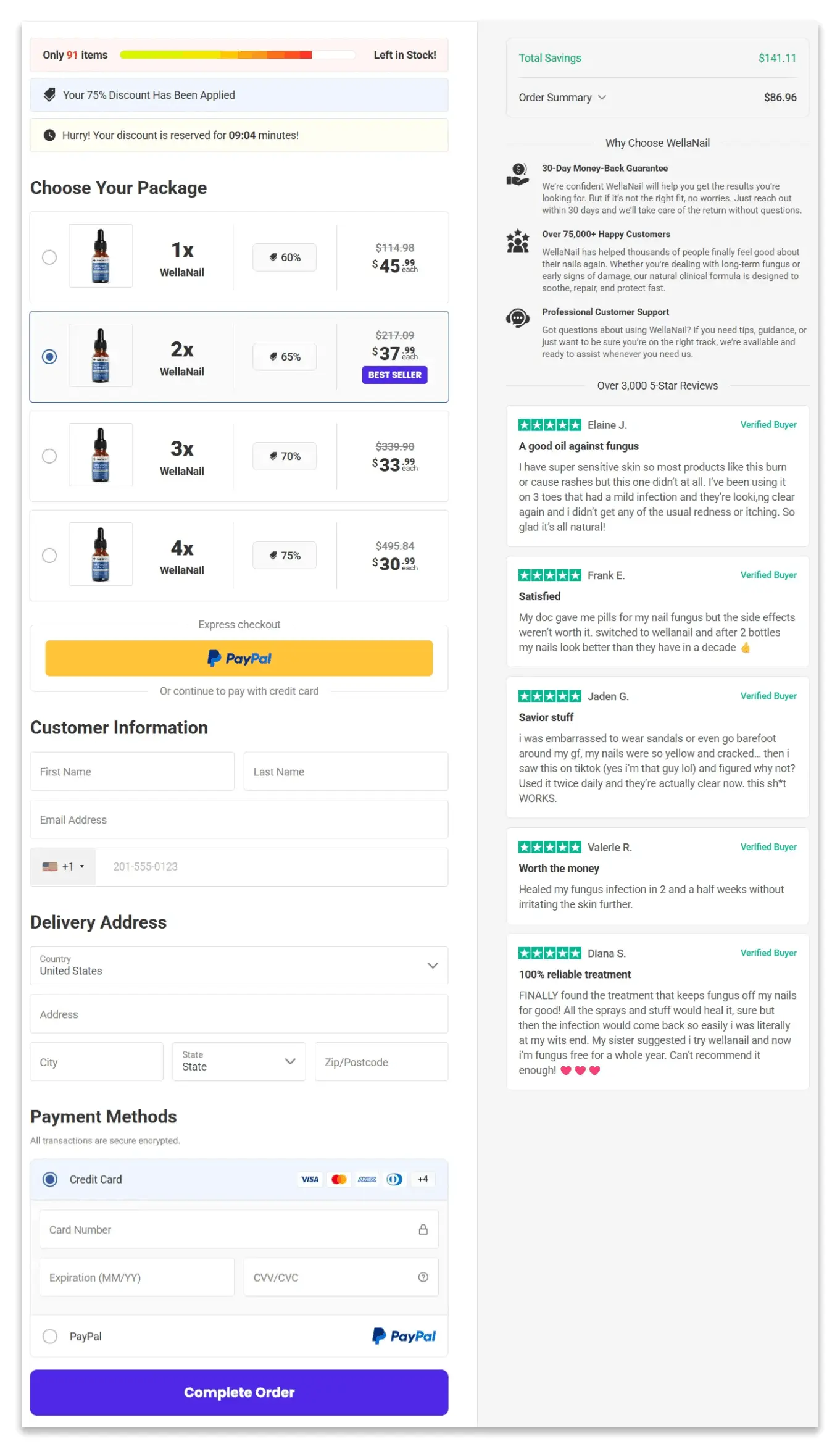 WellaNail Secure Checkout Page